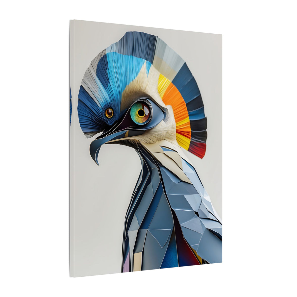 Crest of Light – Geometric Crested Bird Canvas Print