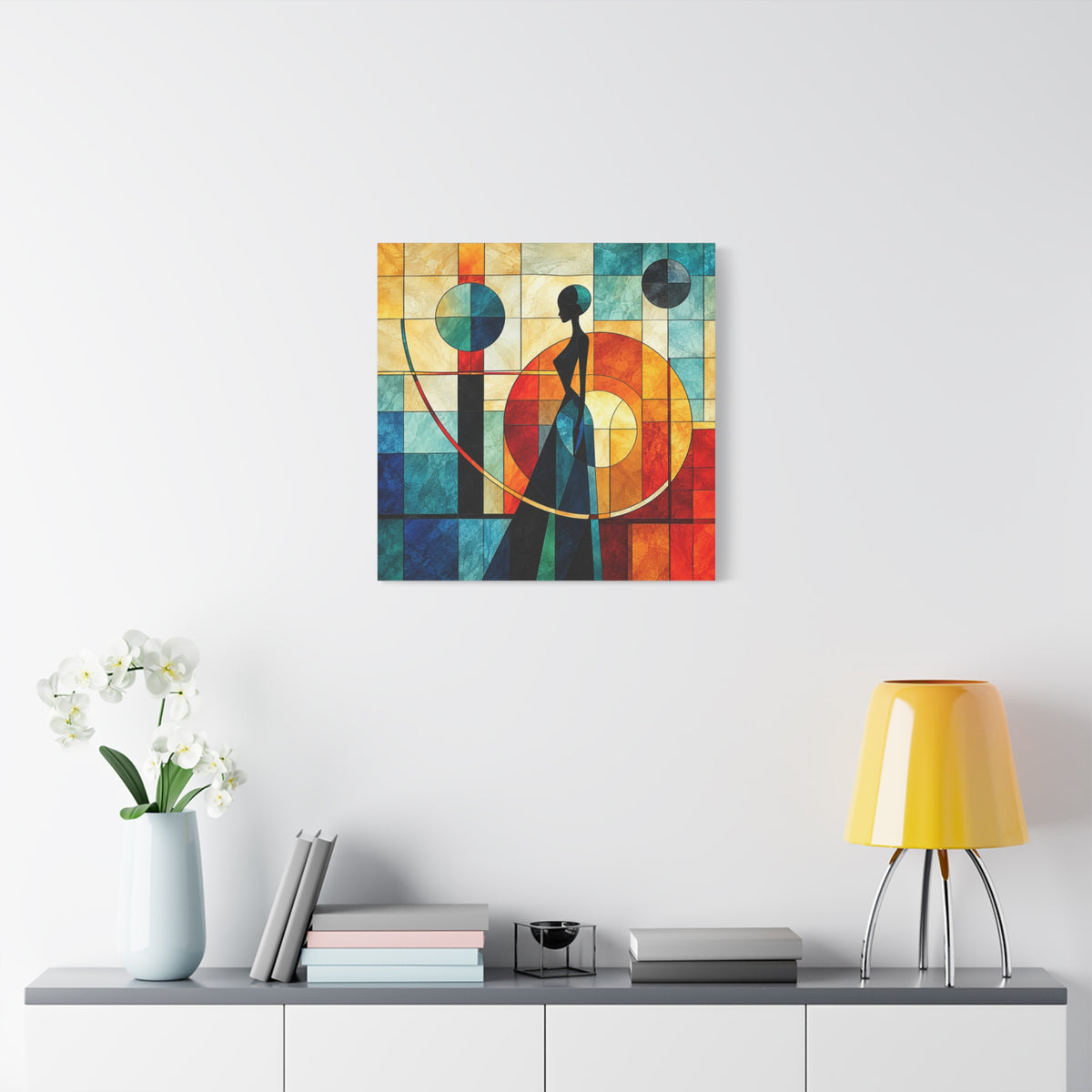 Poise in Motion — Art Deco Stained Glass Woman Canvas