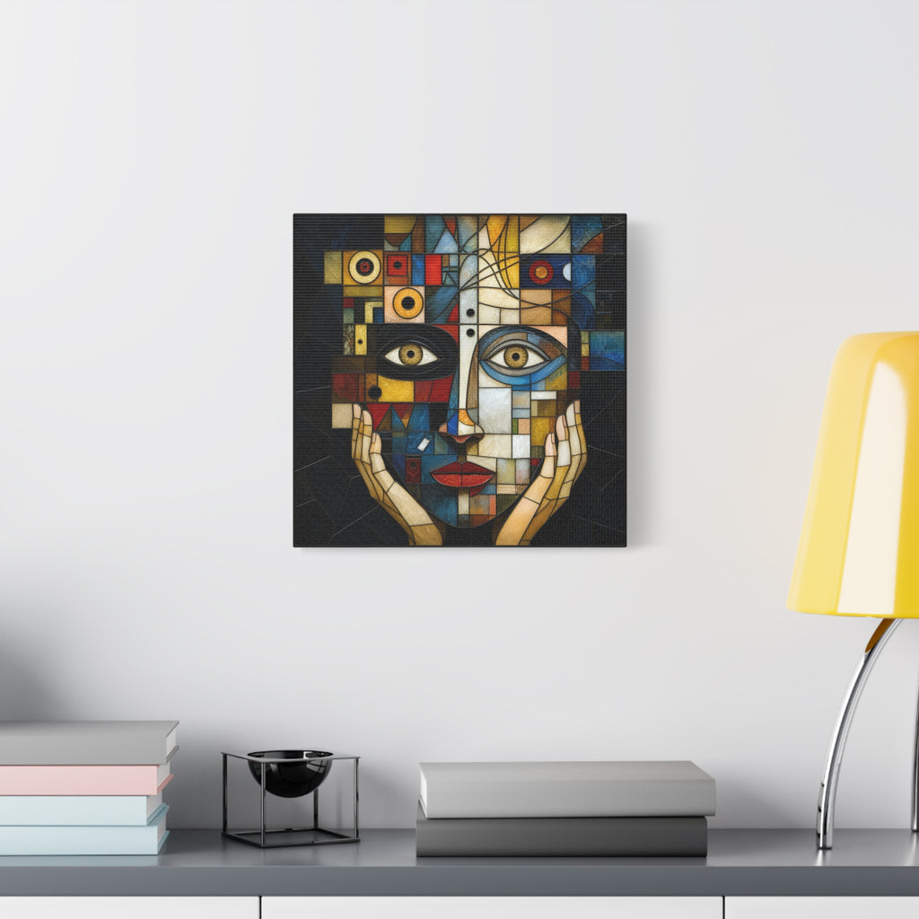 Seen From Within — Cubist Stained Glass Woman Portrait Wall Art