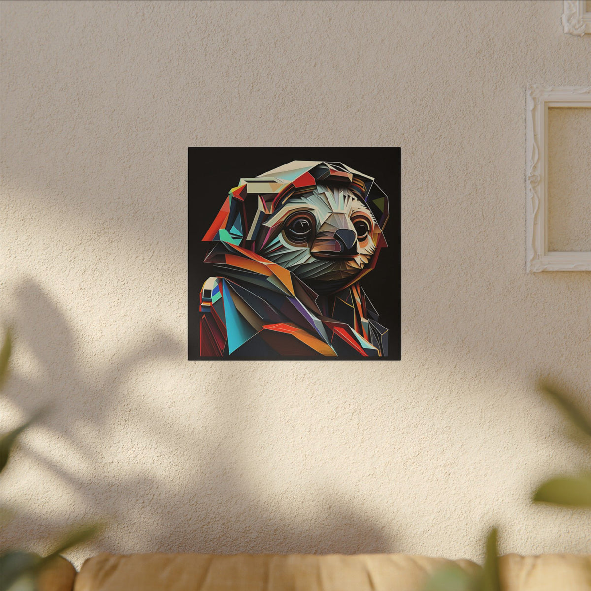 Master of Eventually – Geometric Sloth Portrait Canvas Print