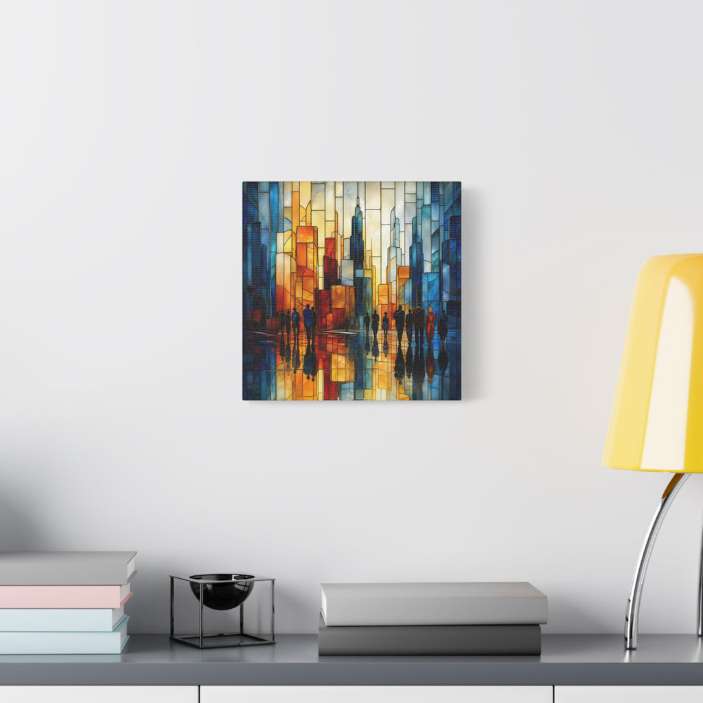 City of Light — Modern Stained Glass Skyline Wall Art