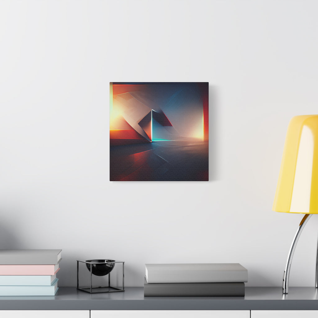 Threshold of Light — Luminous Geometric Abstract in Crimson, Indigo & Gold