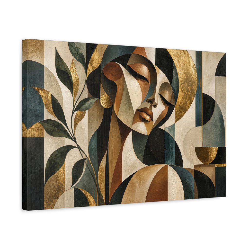 Quiet Opulence — Cubist Botanical Portrait Wall Art