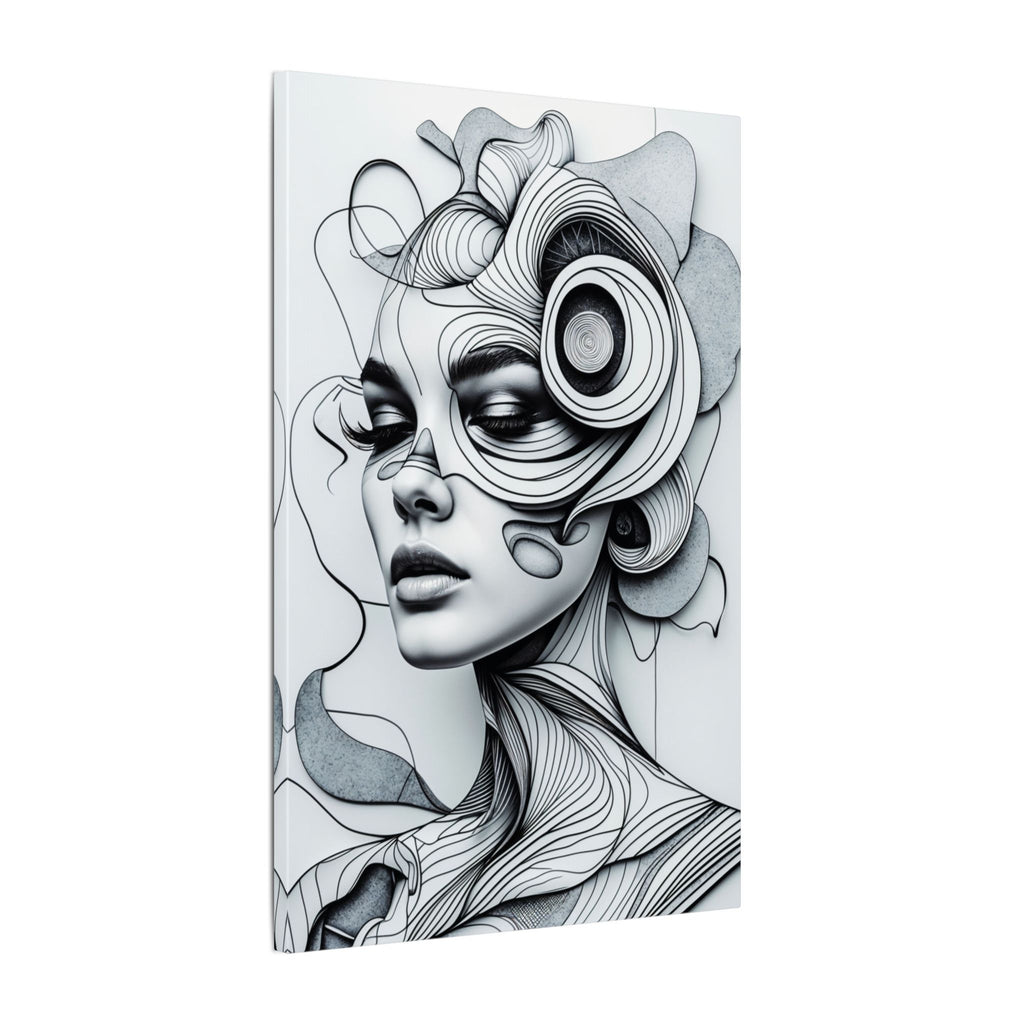 The Architecture of Thought – Black and White Surreal Portrait Canvas Print
