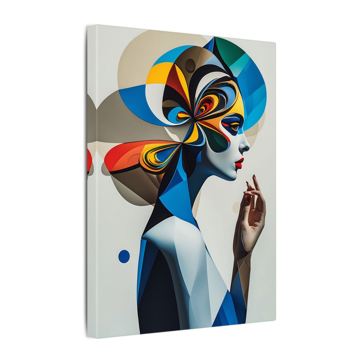 The Shape of Thought – Futurist Geometric Female Portrait Canvas Print