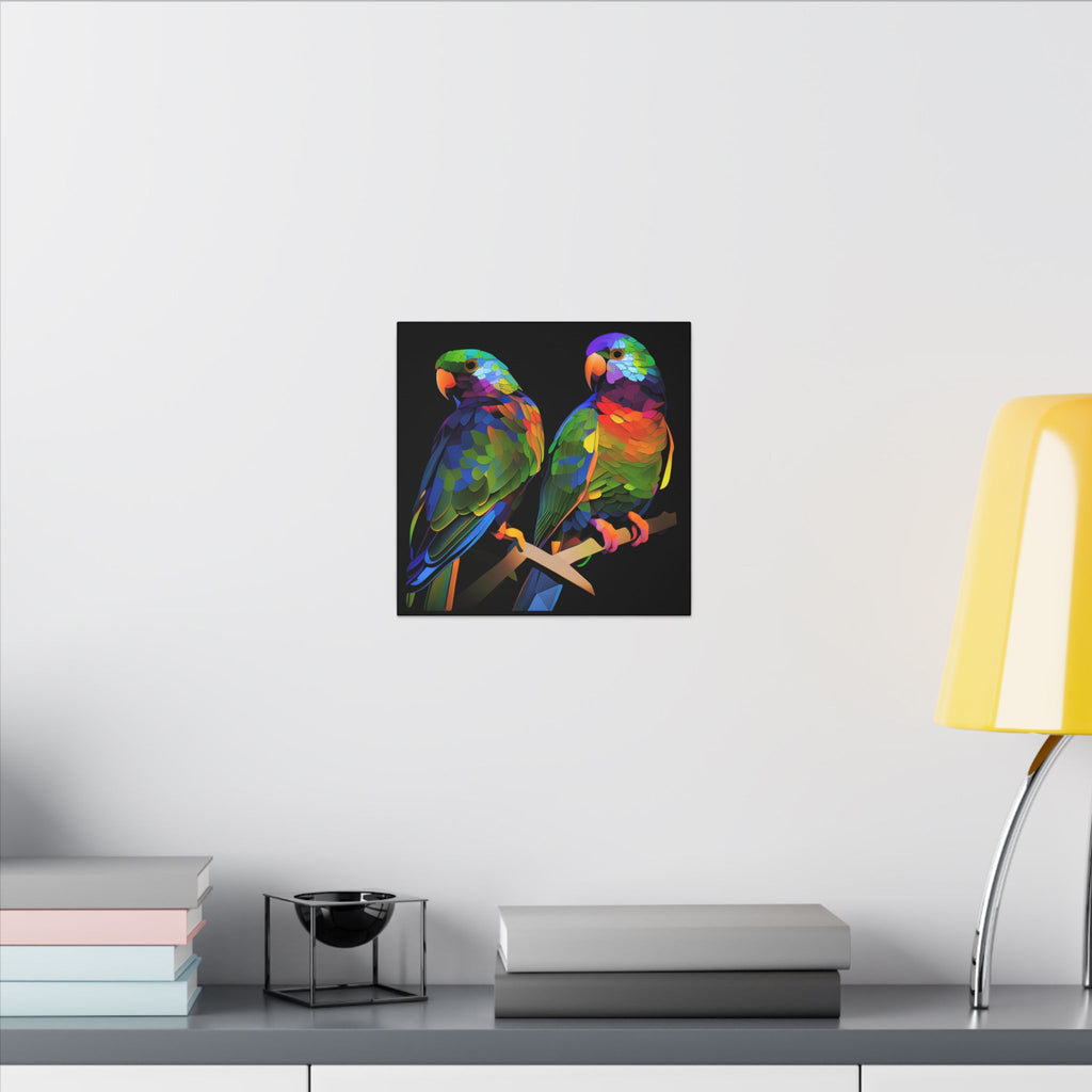 Electric Pair – Colorful Geometric Parrot Canvas Print