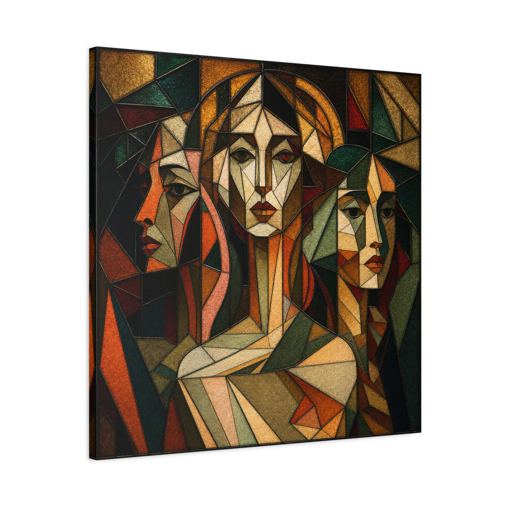 Three Ways of Seeing — Cubist Stained Glass Women Wall Art