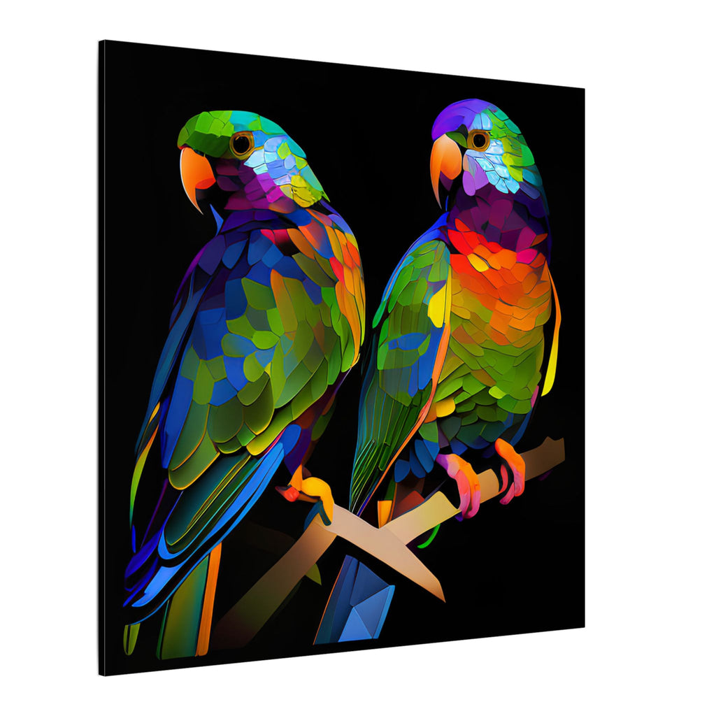 Electric Pair – Colorful Geometric Parrot Canvas Print