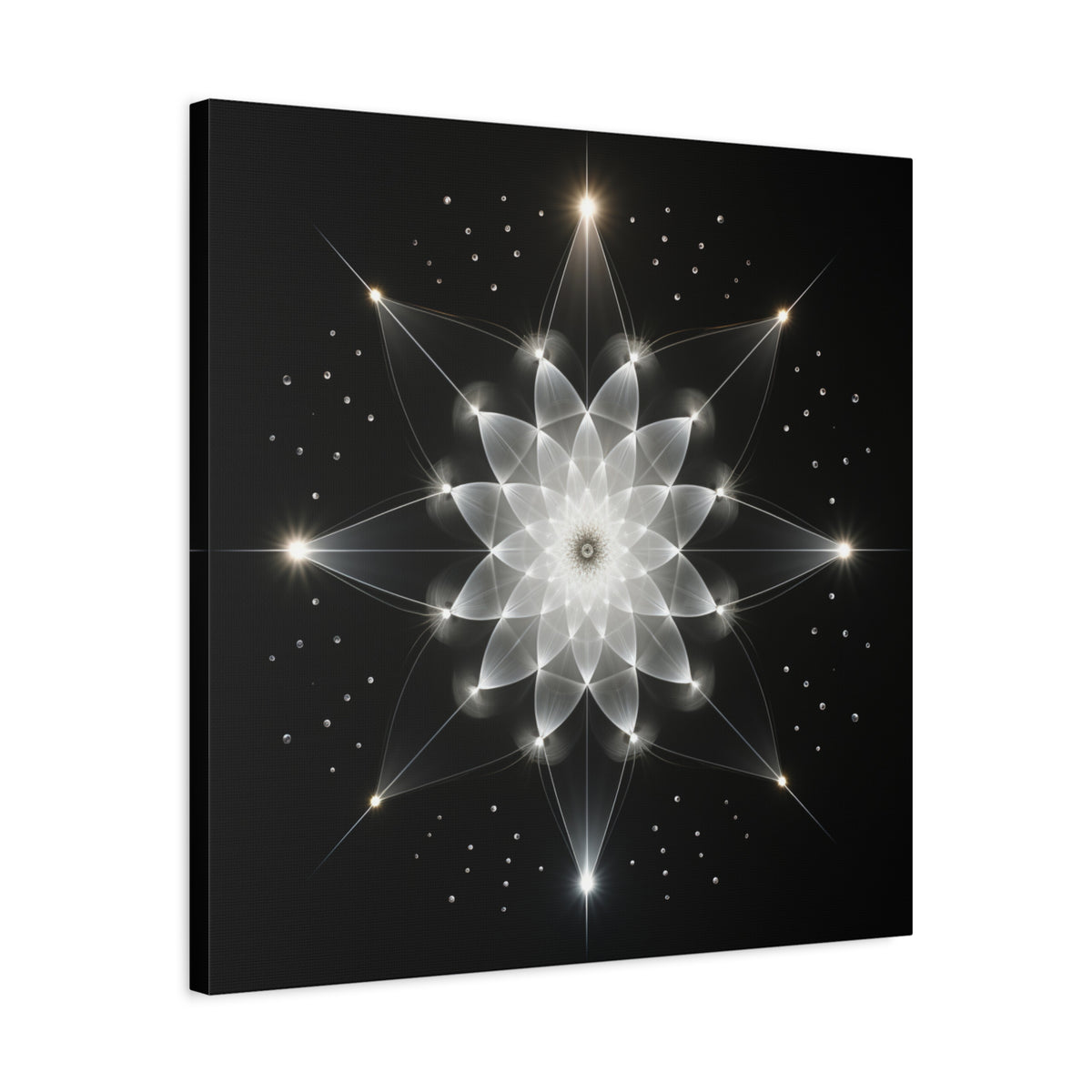 Constellation in Bloom — Monochrome Sacred Geometry Wall Art