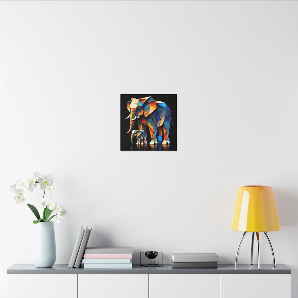 Inheritance of Strength – Geometric Elephant Family Canvas Print