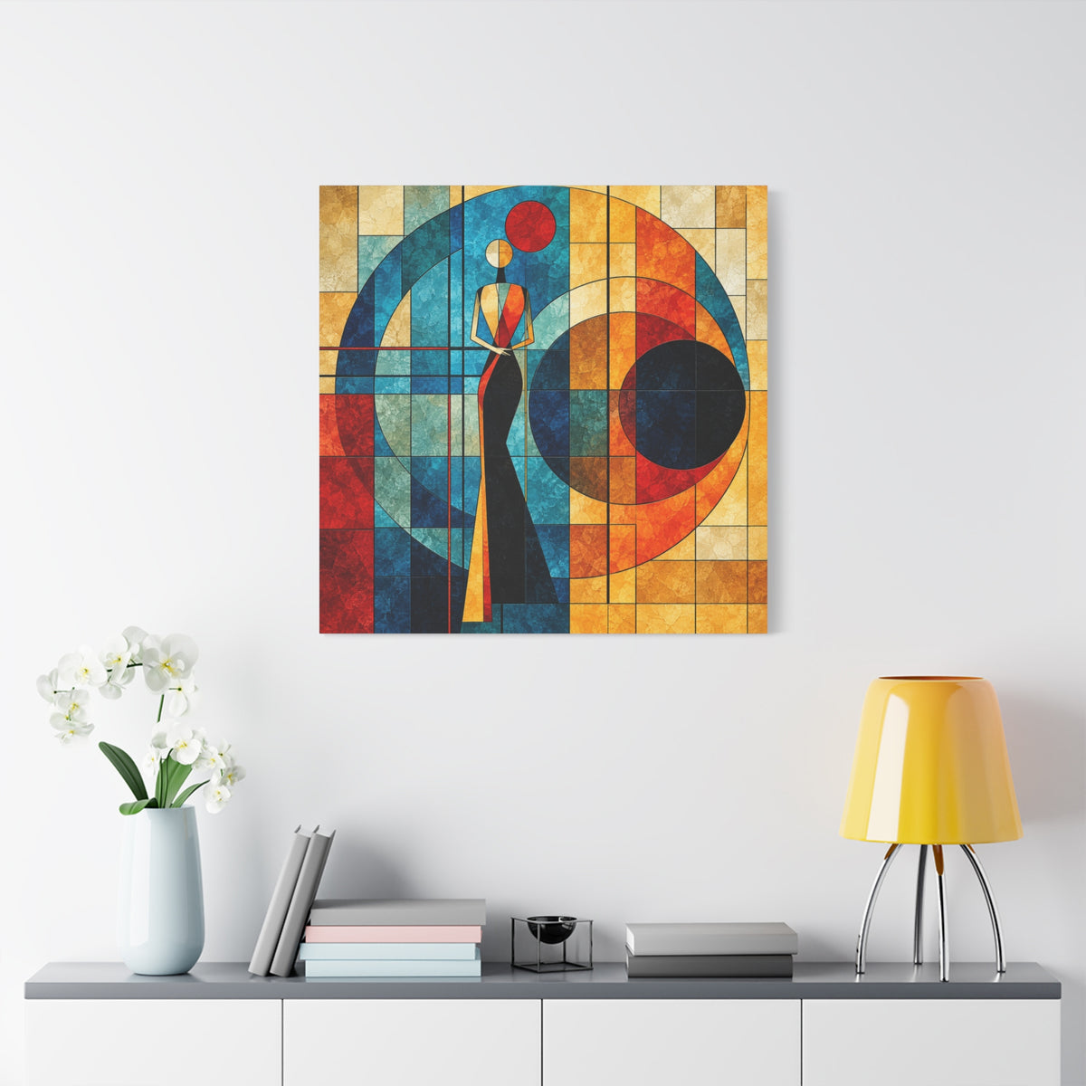 Orbit of Poise — Art Deco Stained Glass Woman Canvas