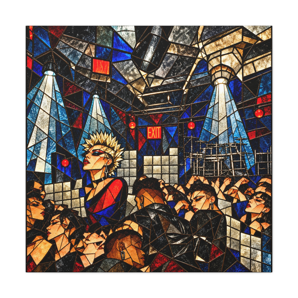 Feels Like #'s — Cubist Stained Glass Nightlife Fine Art Print