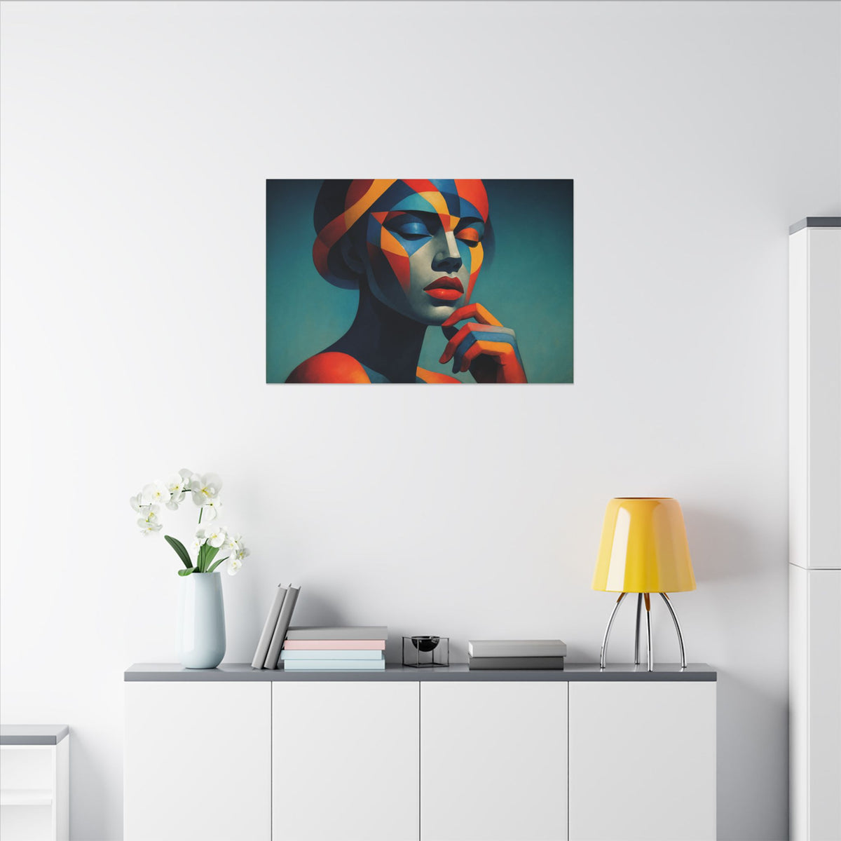Composed in Color – Geometric Female Portrait Canvas Print
