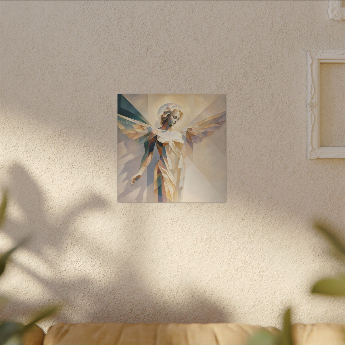 Radiant Stillness – Geometric Angel Canvas Print