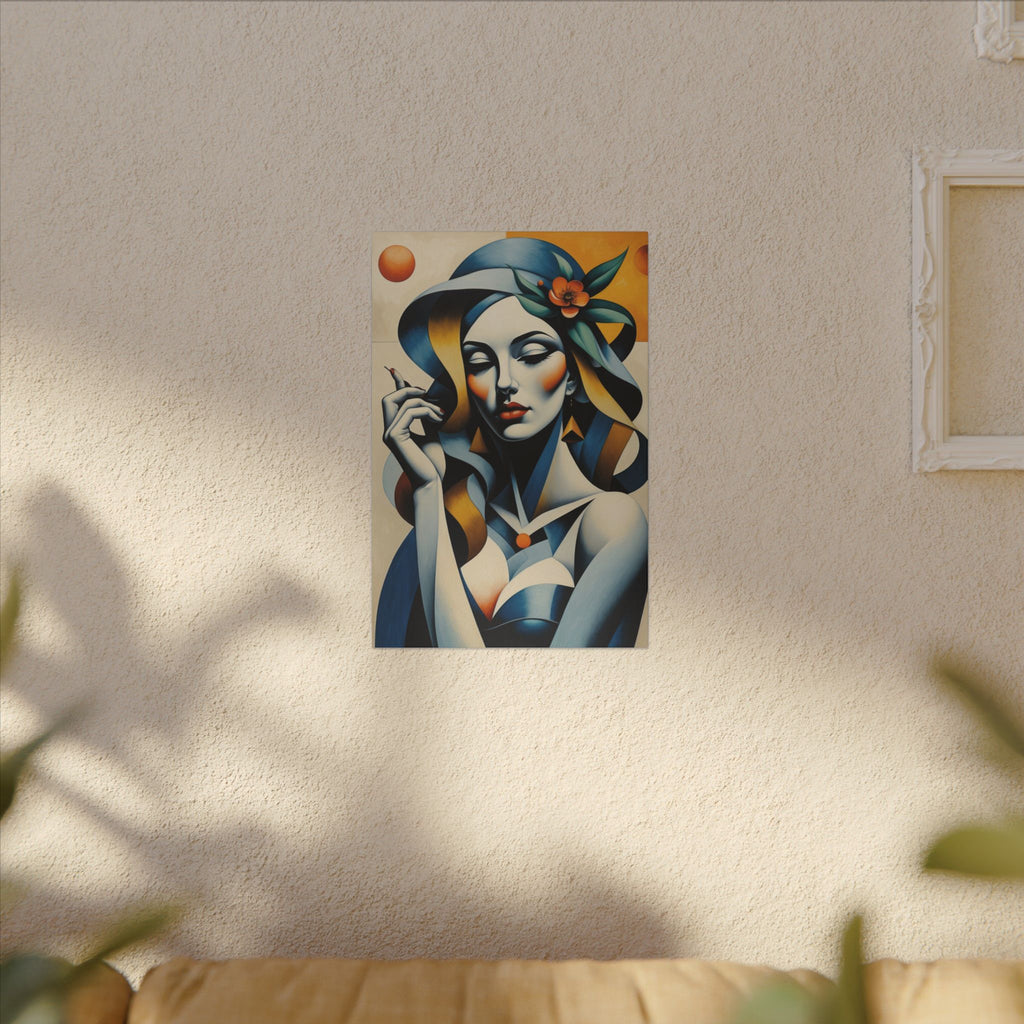 Blue Reverie – Geometric Female Portrait Canvas Print