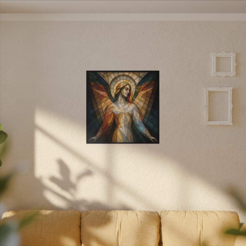Grace in Light – Geometric Stained Glass Angel Canvas Print