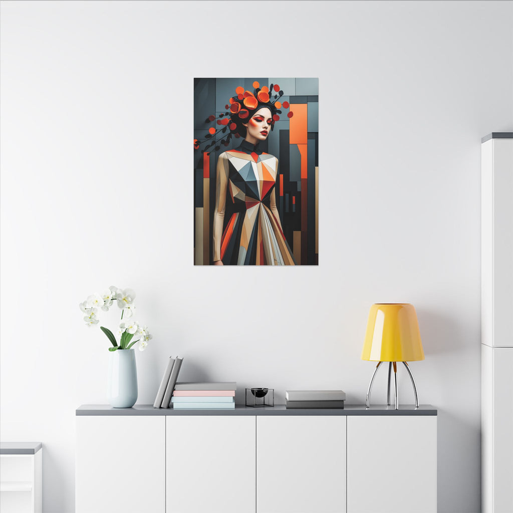 She Wore the Fire – Geometric Fashion Woman Canvas Print
