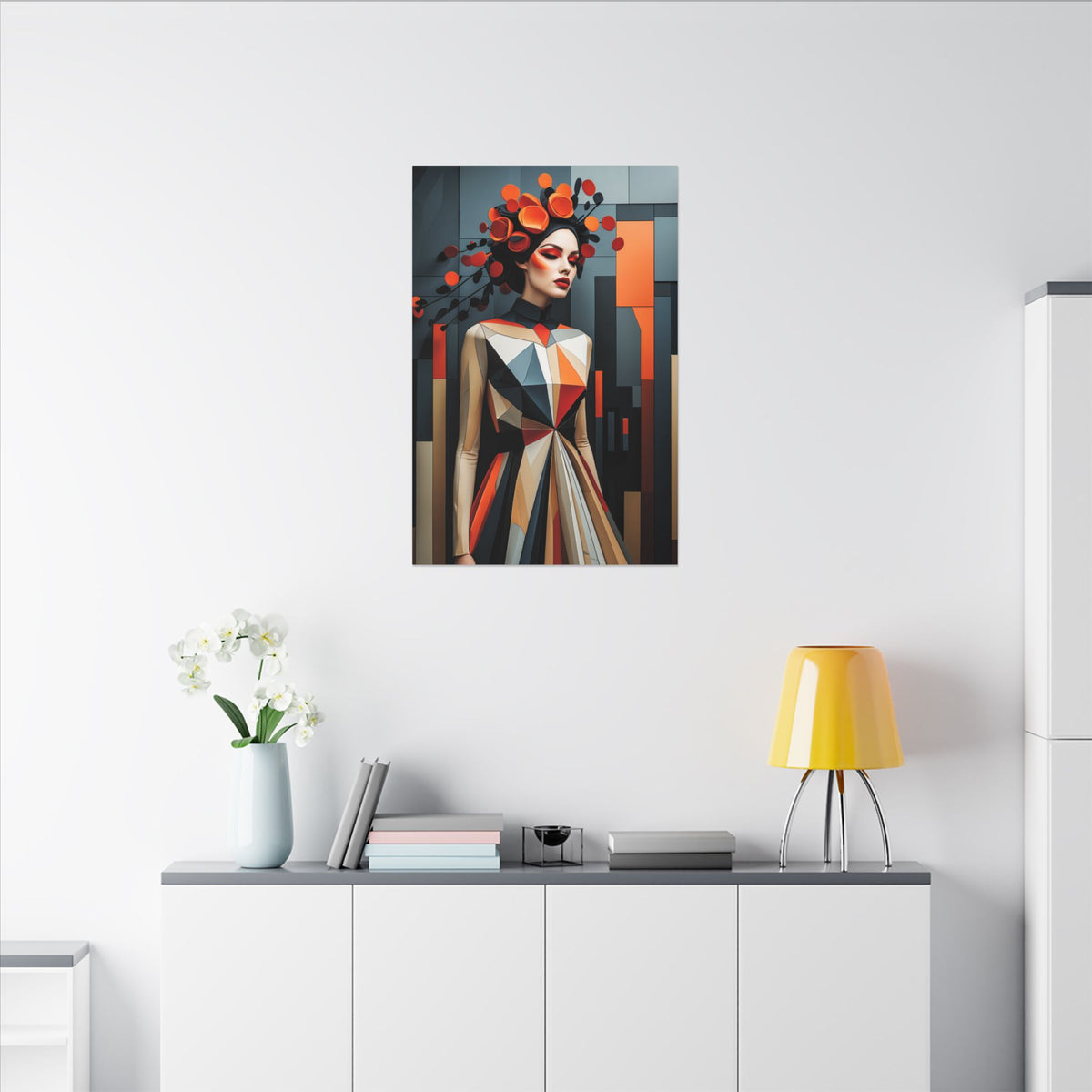 She Wore the Fire – Geometric Fashion Woman Canvas Print