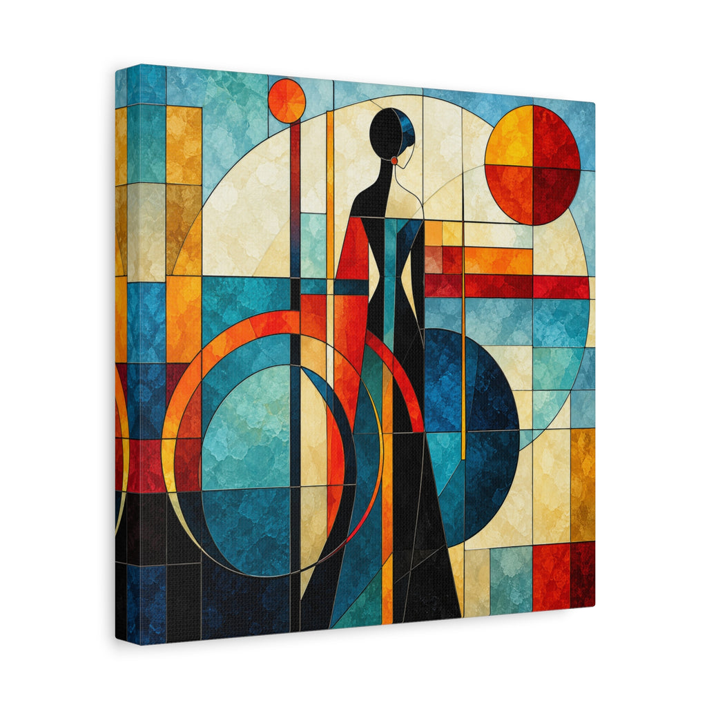 Solar Reverie — Art Deco Stained Glass Woman Canvas
