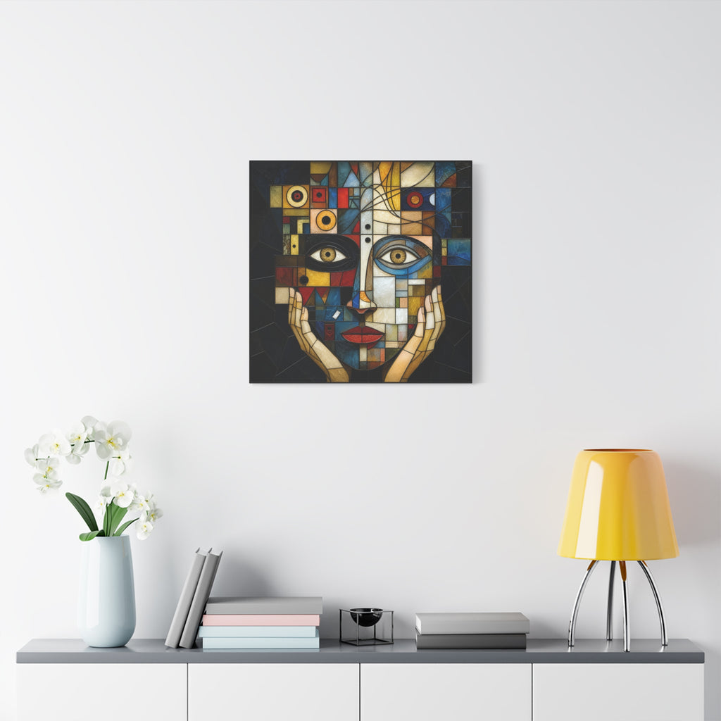 Seen From Within — Cubist Stained Glass Woman Portrait Wall Art