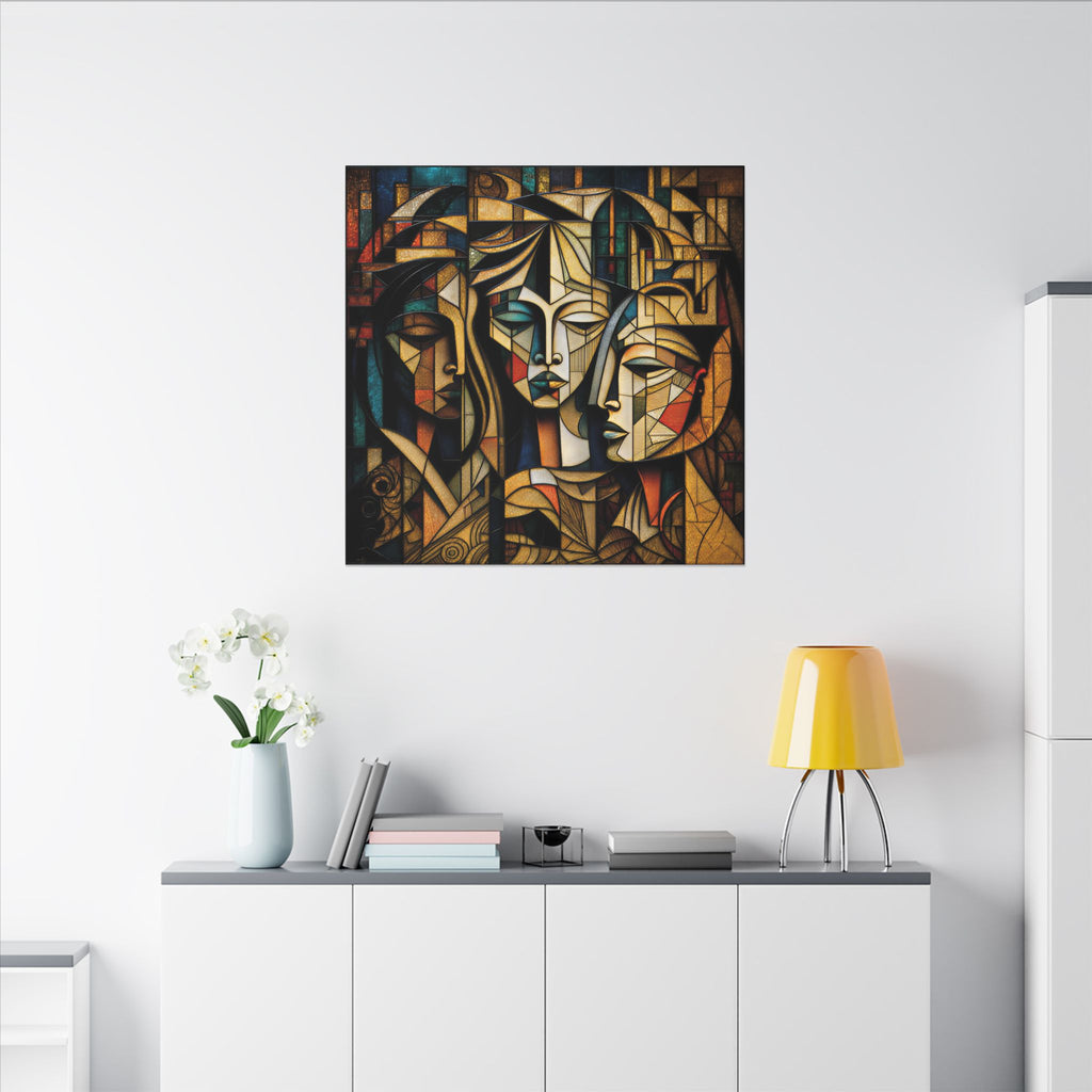 The Three Within – Cubist Triple Portrait Canvas Print