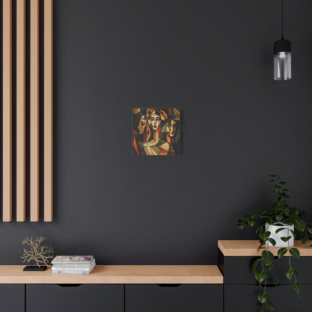 Three Ways of Seeing — Cubist Stained Glass Women Wall Art