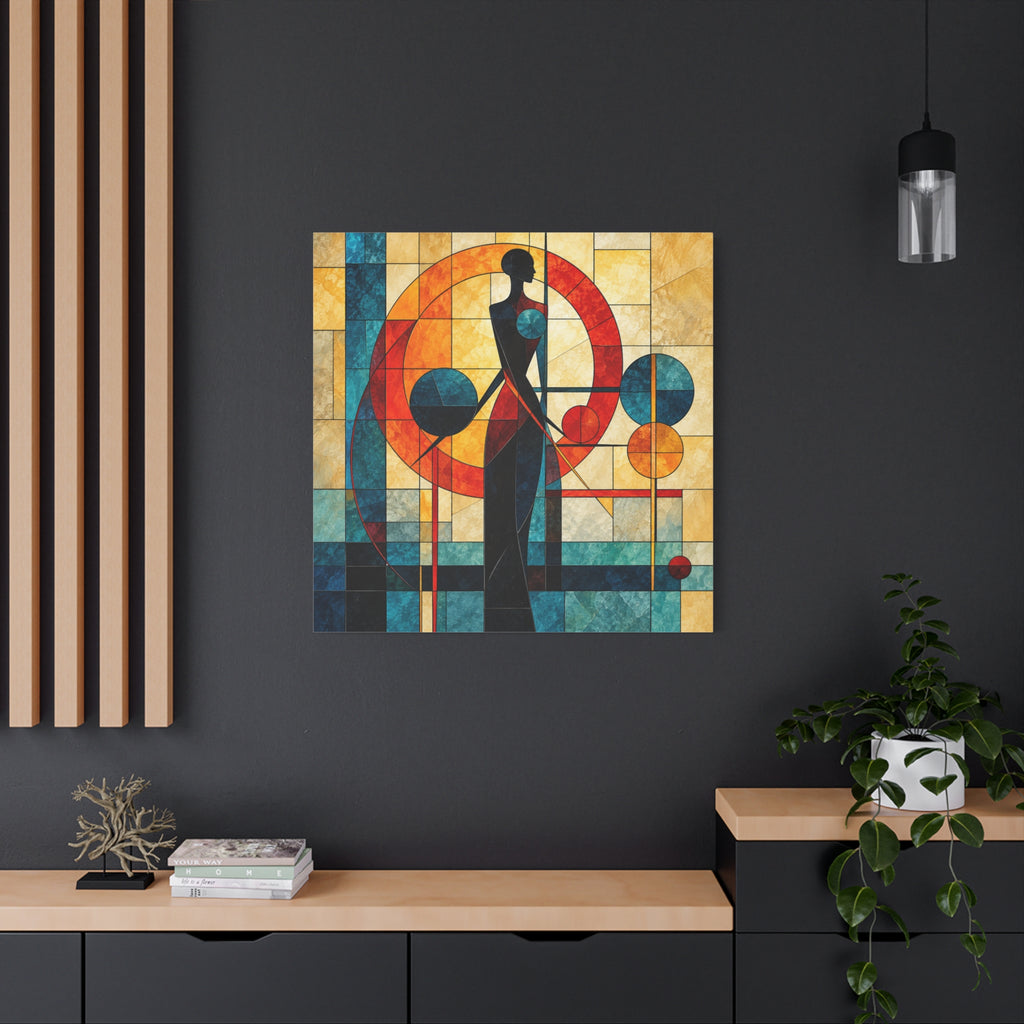 Radiant Orbit — Modern Stained Glass Woman Canvas