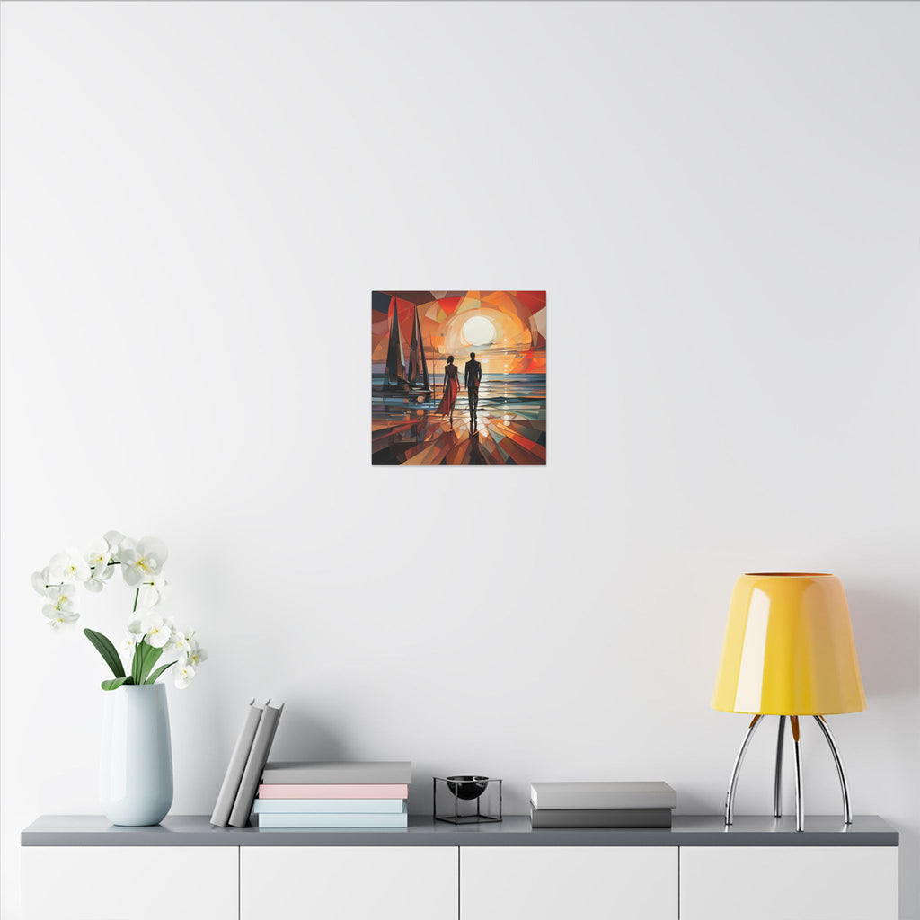 Toward the Last Light – Geometric Couple Sunset Canvas Print