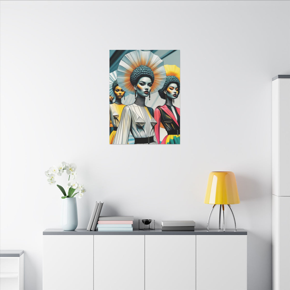 Crowned in Form – Futurist Fashion Portrait Canvas Print