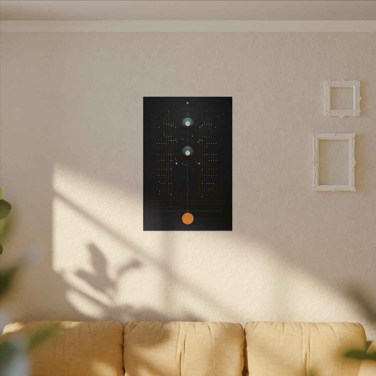 Signal From the Infinite – Black Gold Celestial Geometric Canvas Print