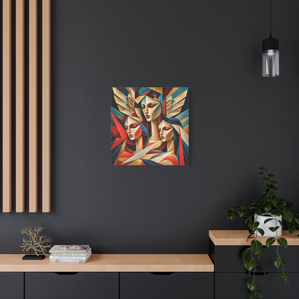 Triad of Grace — Art Deco Cubist Angel Fine Art Print