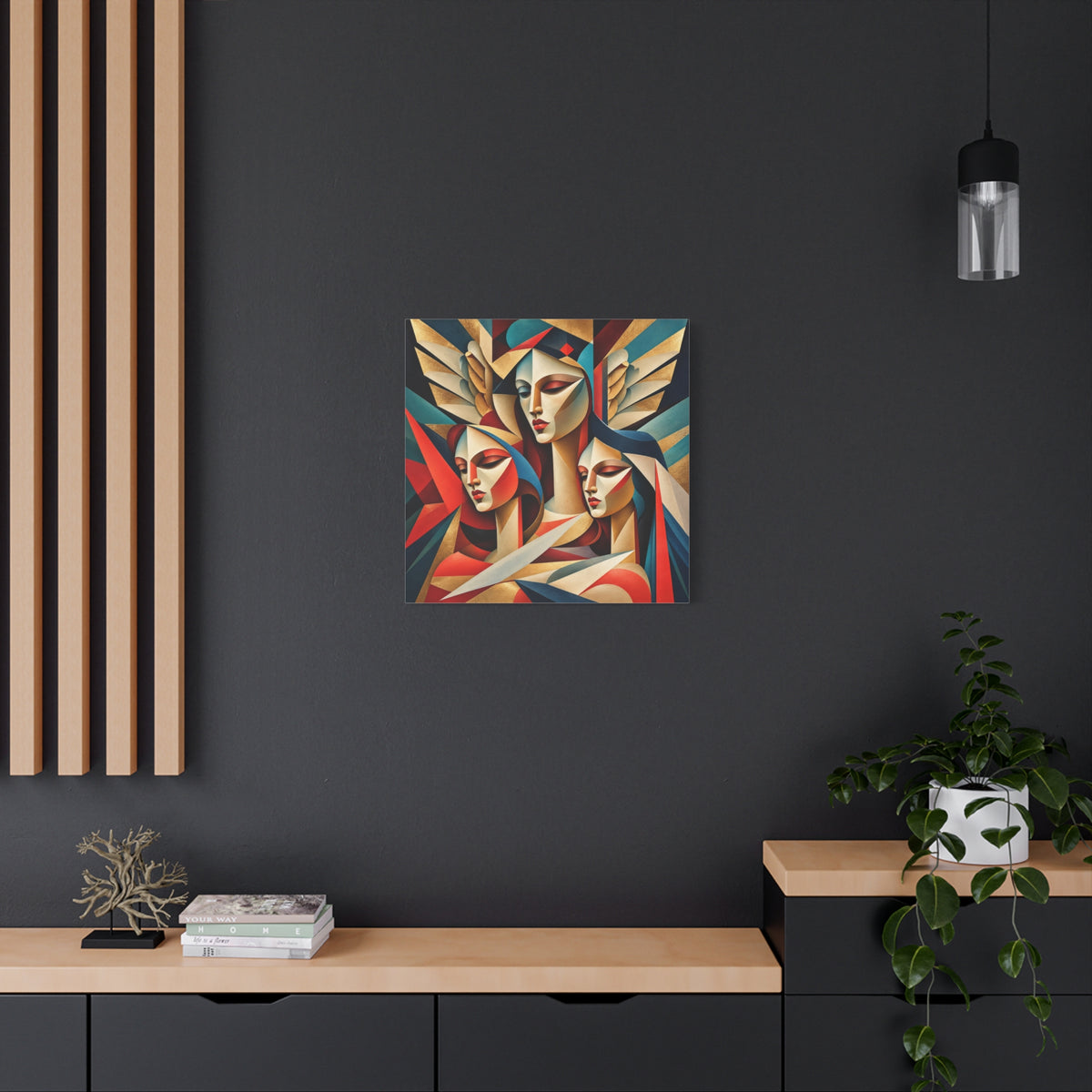 Triad of Grace — Art Deco Cubist Angel Fine Art Print
