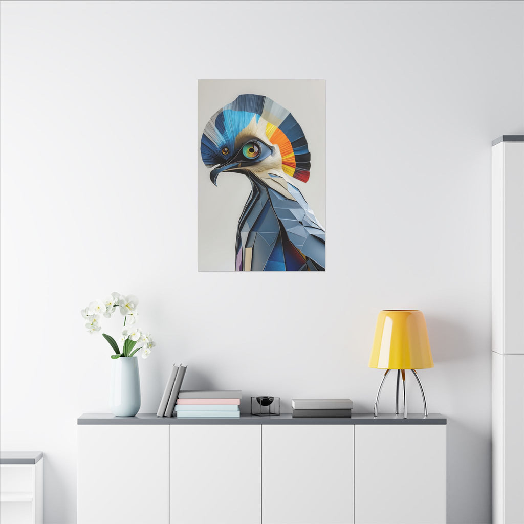 Crest of Light – Geometric Crested Bird Canvas Print