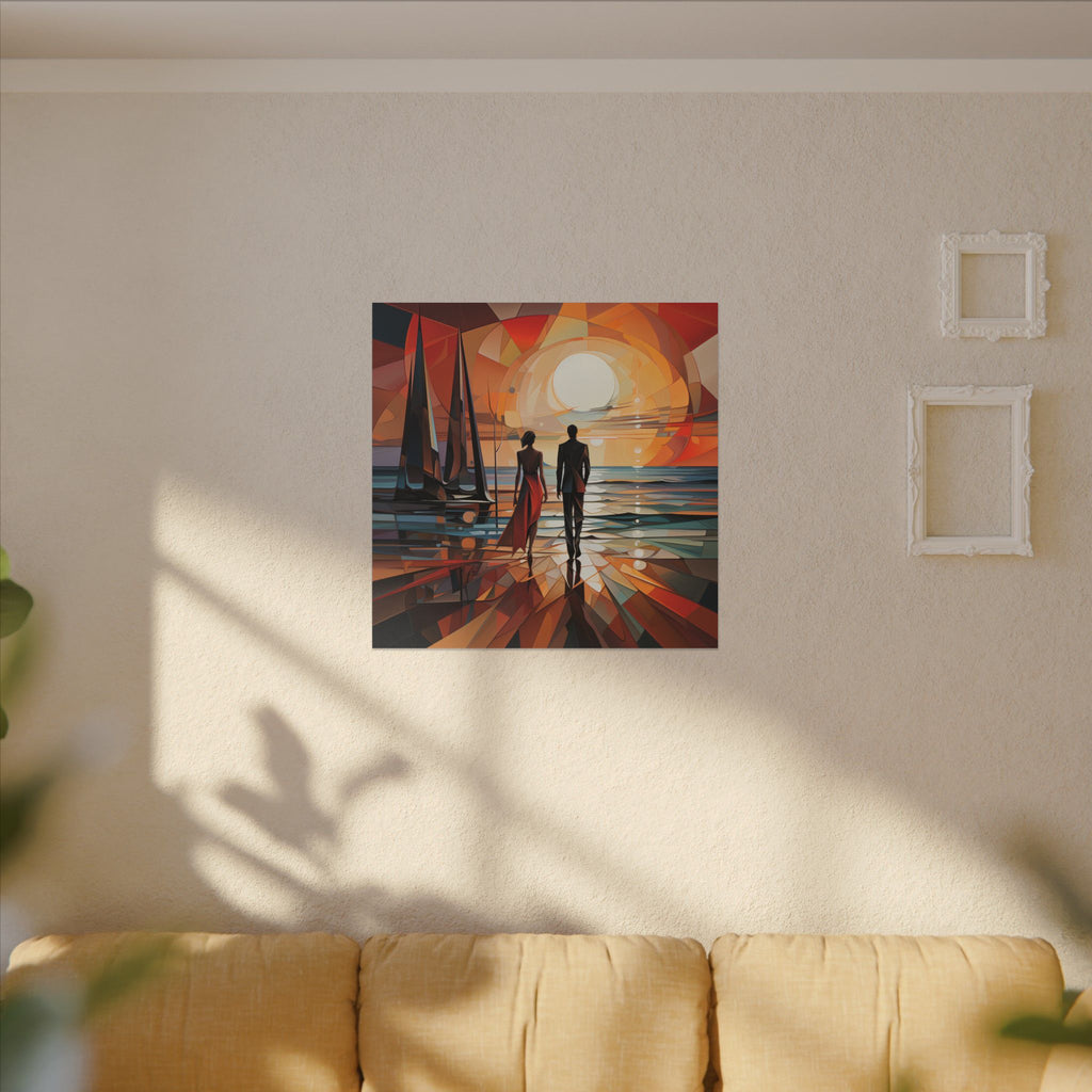 Toward the Last Light – Geometric Couple Sunset Canvas Print