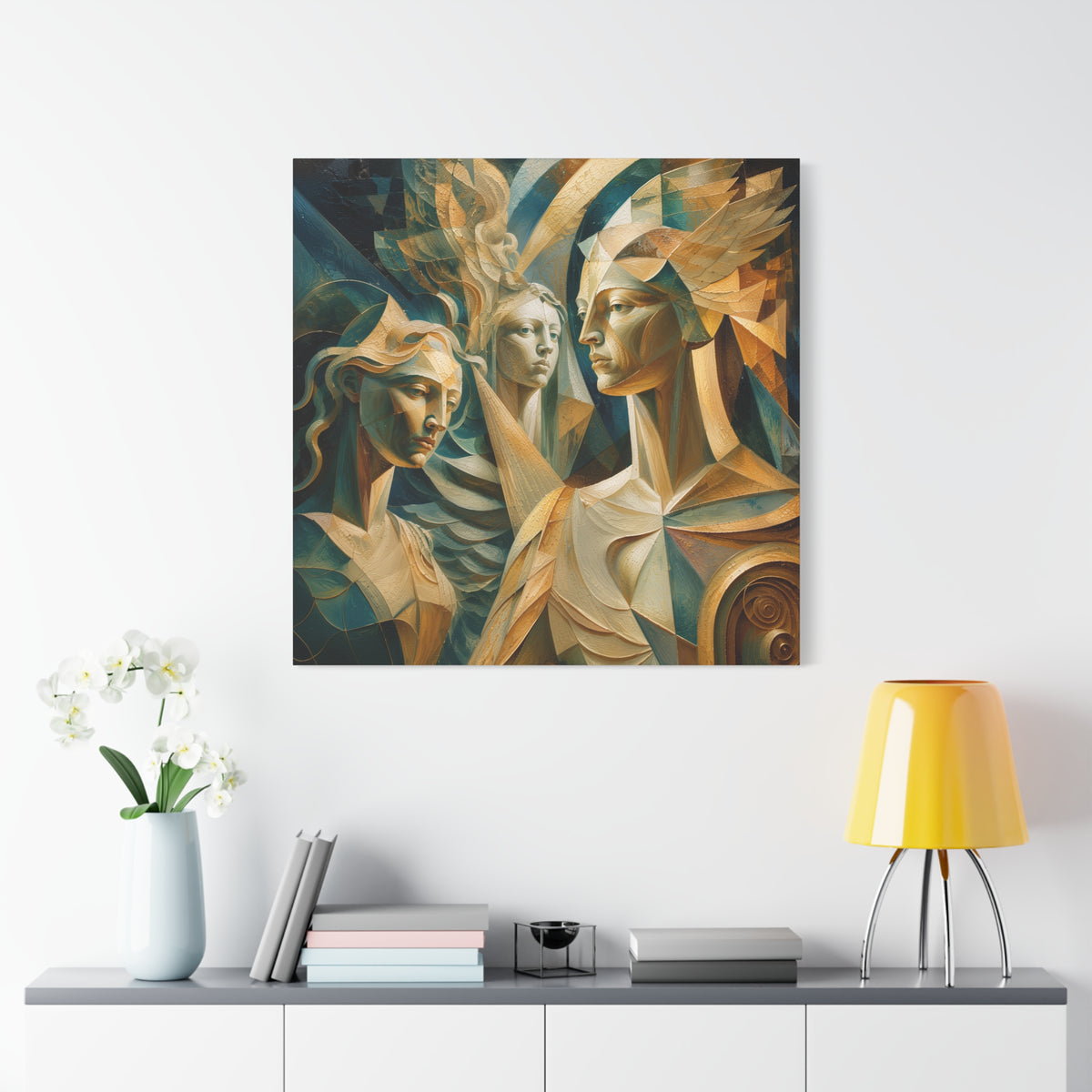 Chorus of Grace — Celestial Cubist Portrait Fine Art Print