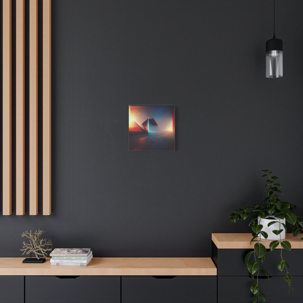 Threshold of Light — Luminous Geometric Abstract in Crimson, Indigo & Gold