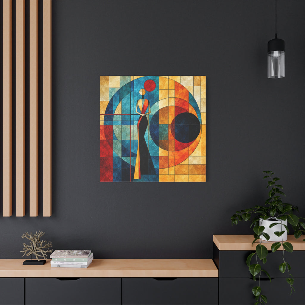 Orbit of Poise — Art Deco Stained Glass Woman Canvas