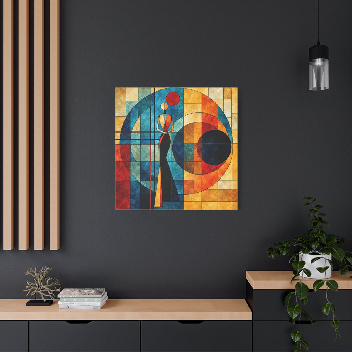Orbit of Poise — Art Deco Stained Glass Woman Canvas