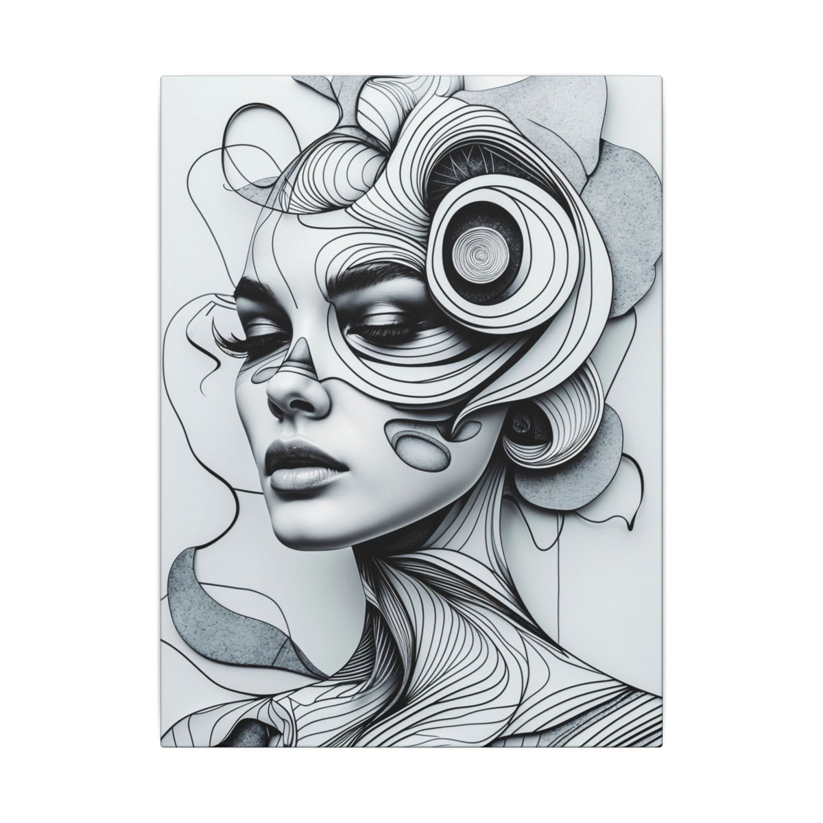 The Architecture of Thought – Black and White Surreal Portrait Canvas Print