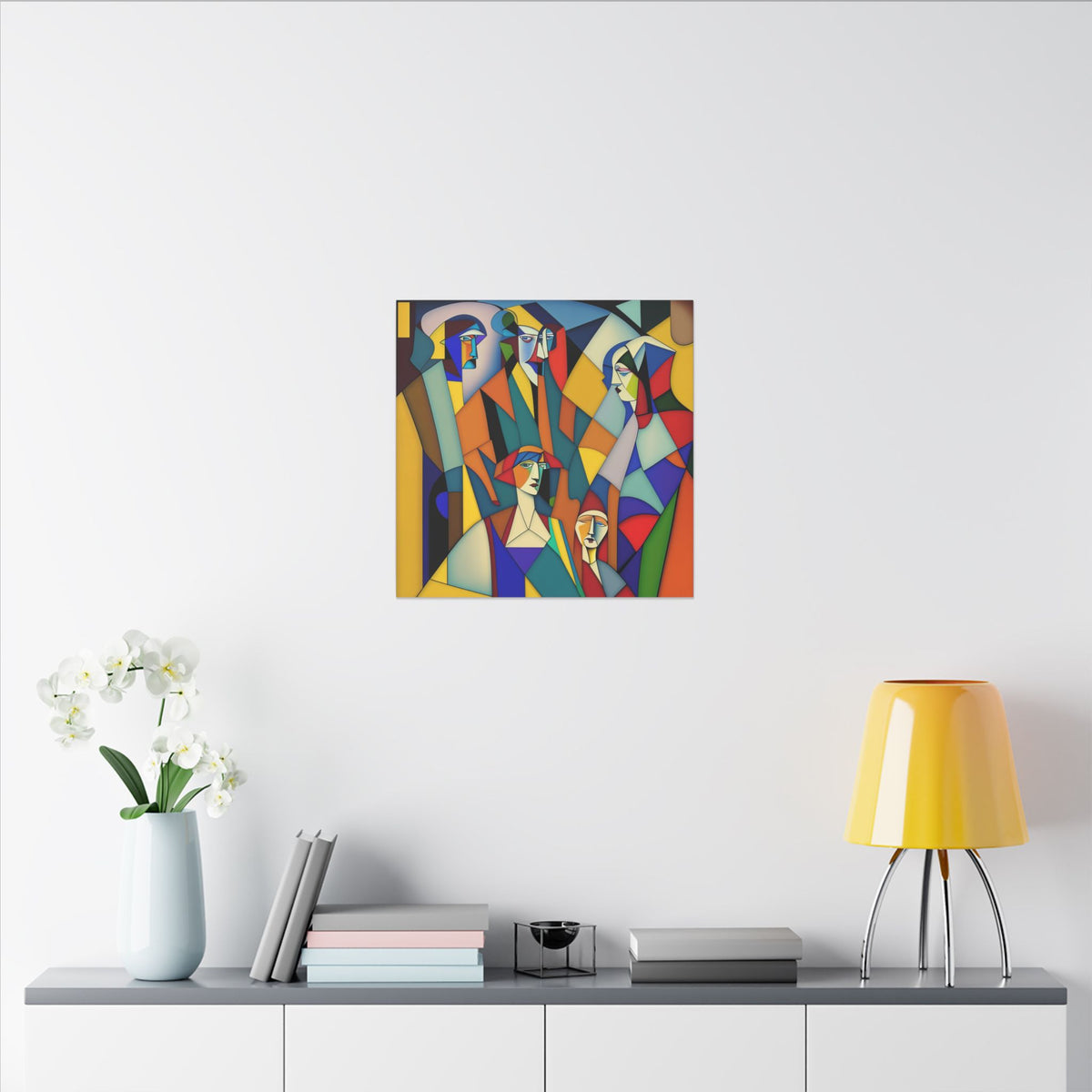 The Gathering of Selves – Colorful Geometric Figurative Canvas Print