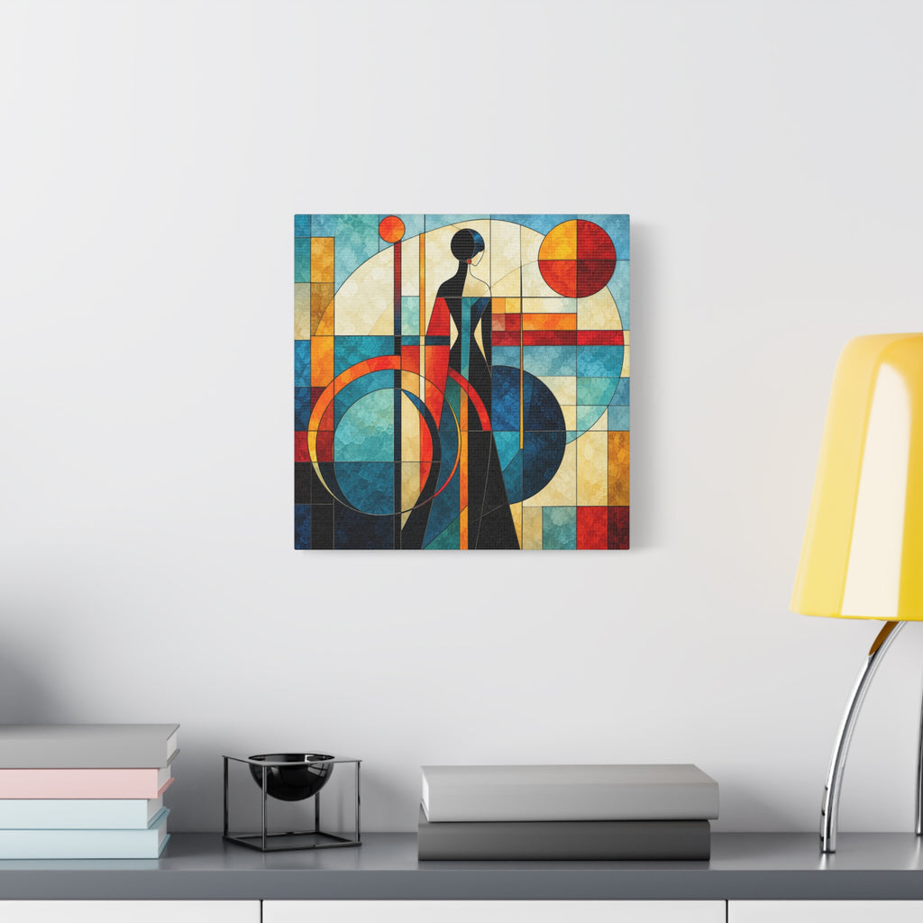 Solar Reverie — Art Deco Stained Glass Woman Canvas