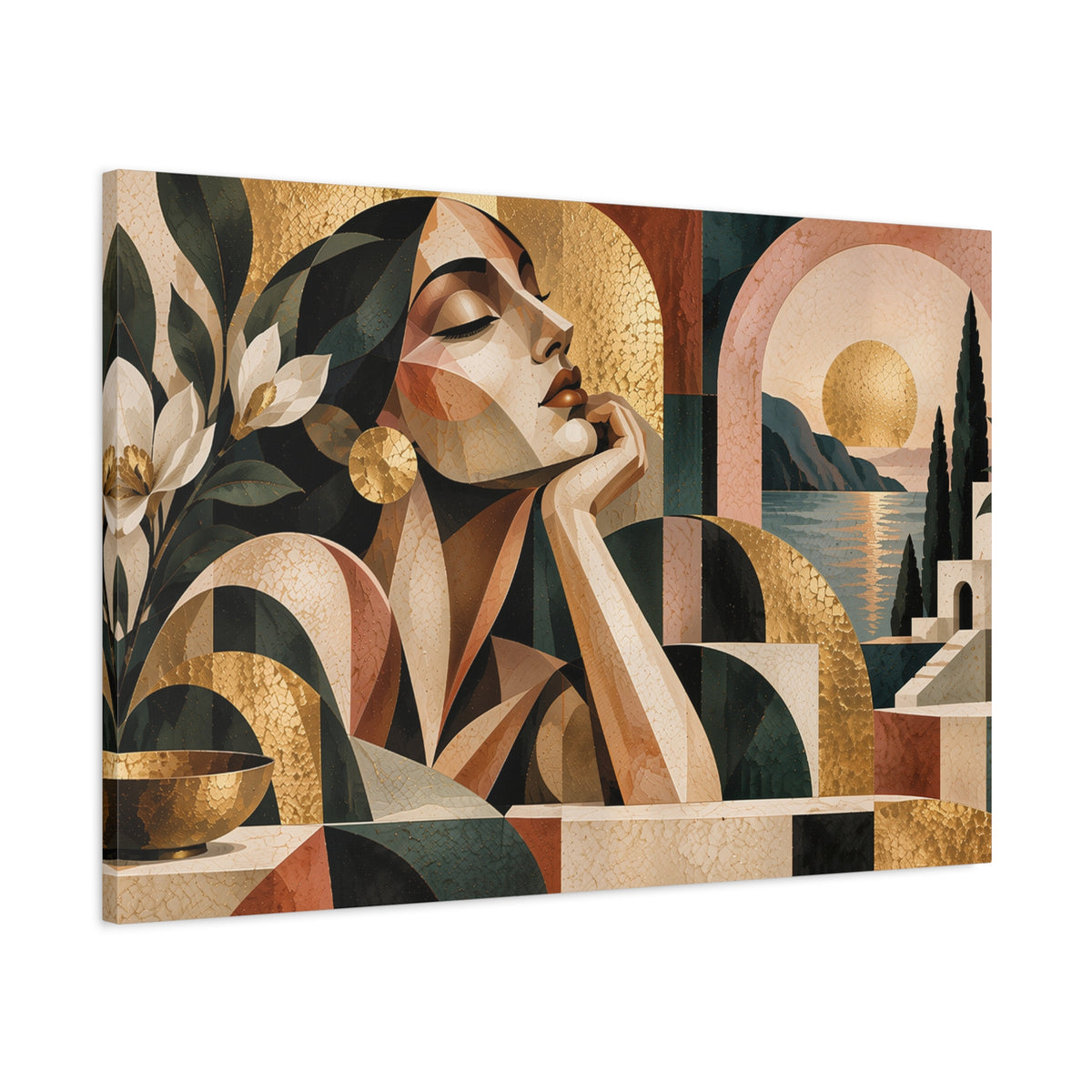 Mediterranean Reverie — Cubist Botanical Portrait Wall Art