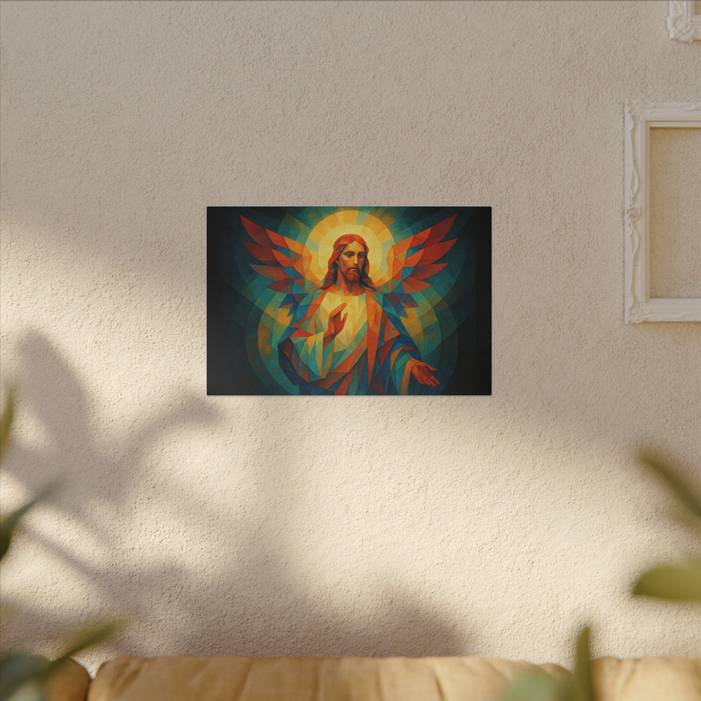 Radiant Mercy – Geometric Jesus Portrait Canvas Print