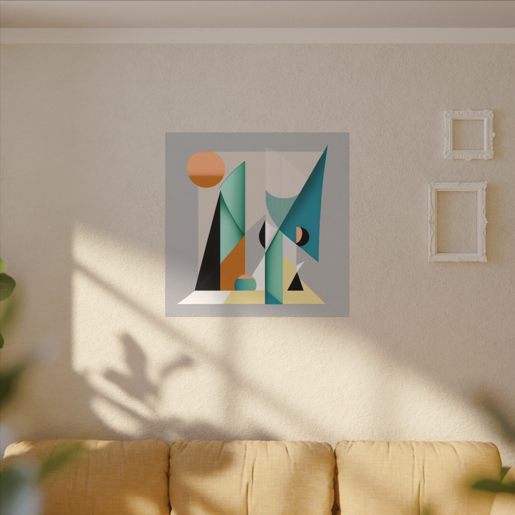 Geometry at Dusk – Teal Orange Geometric Abstract Canvas Print