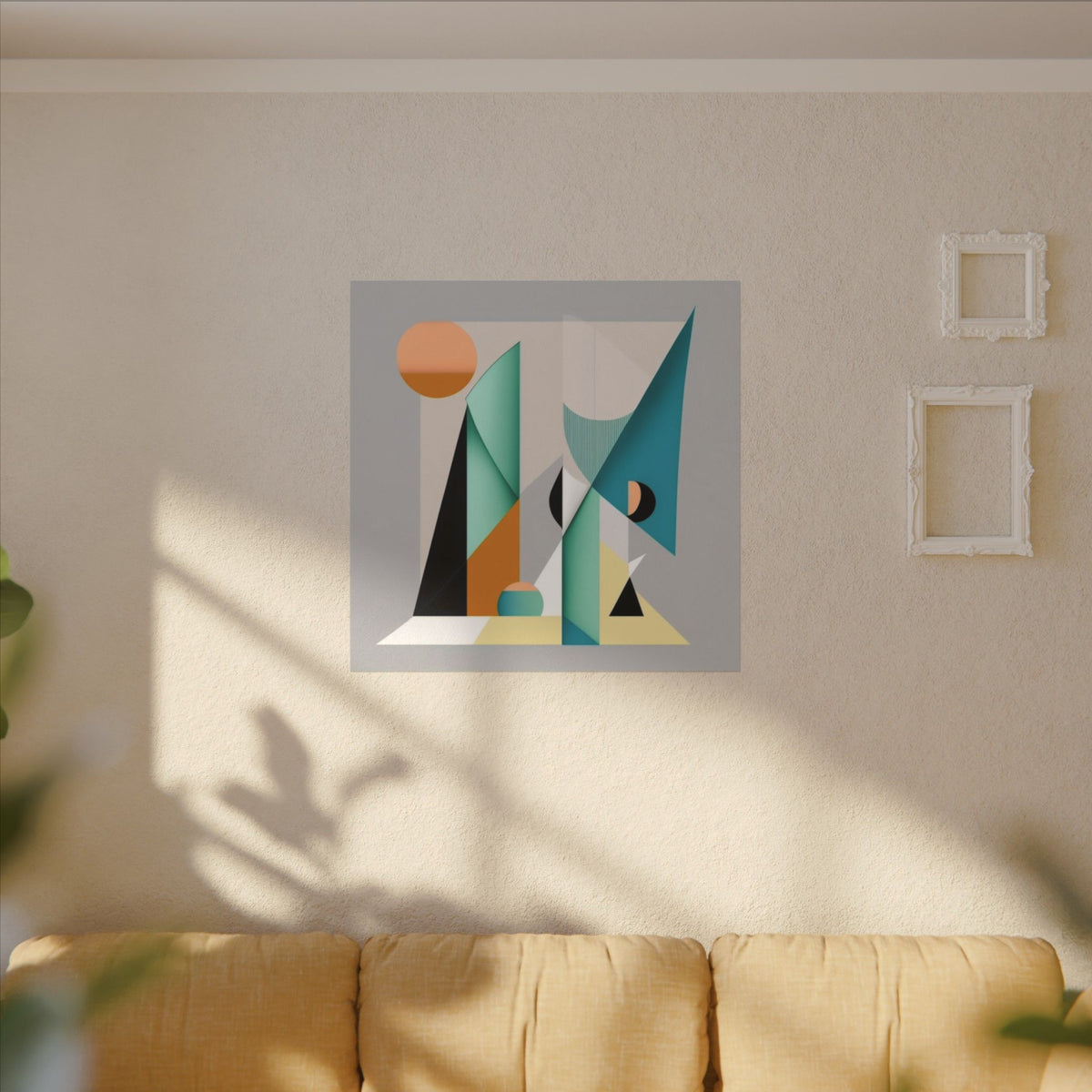 Geometry at Dusk – Teal Orange Geometric Abstract Canvas Print