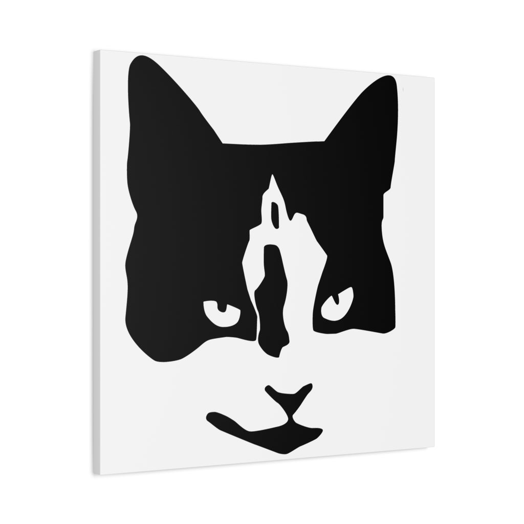 Black Mask – Minimal Black and White Abstract Cat Face Canvas Print