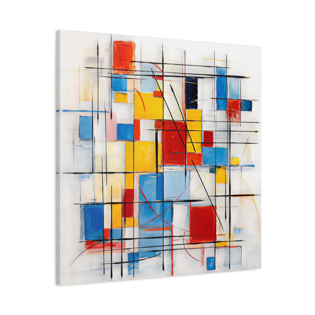 Controlled Chaos — Modern Geometric Abstract in Red, Blue, Yellow & Black