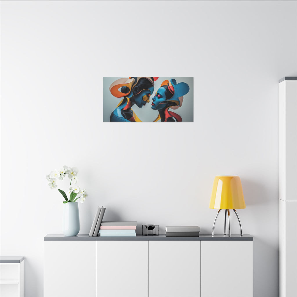 Almost Touching – Futurist Dual Portrait Canvas Print