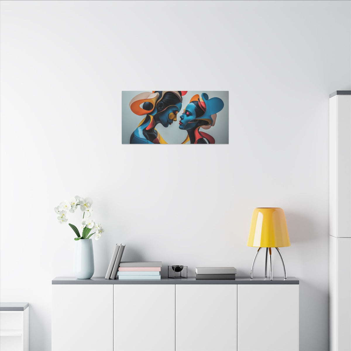 Almost Touching – Futurist Dual Portrait Canvas Print