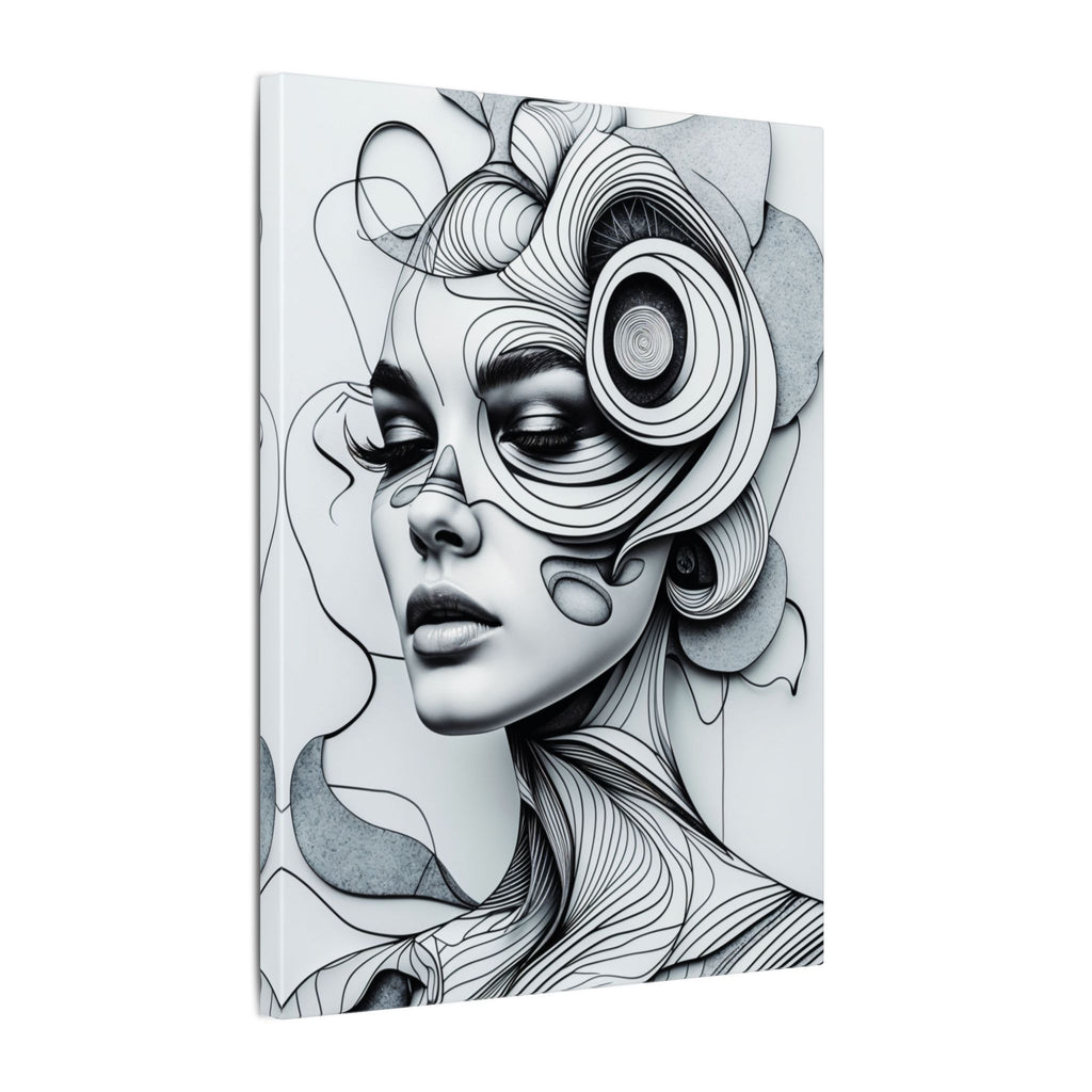 The Architecture of Thought – Black and White Surreal Portrait Canvas Print
